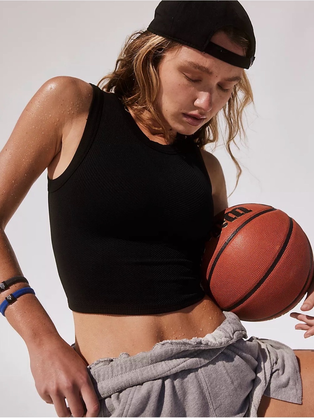 FP Movement Black Ribbed Cropped Tank Top